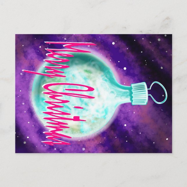 Cartão Postal De Festividades ornamento terrestre cartão de natal (Frente)