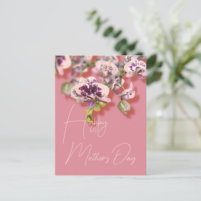 Cartão Postal De Festividades Orquídeas Feliz Dia das Mães (Em pé/Frente)