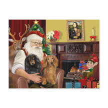Os Dois Dachshunds de Cabelo Longo do Papai Noel