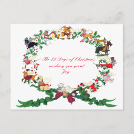 Cartão Postal De Festividades Os Doze Cachorros do Cartão de Natal
