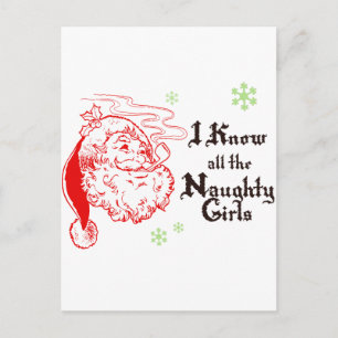 Cartão Postal De Festividades Os papais noeis conhecem todas as meninas malvadas