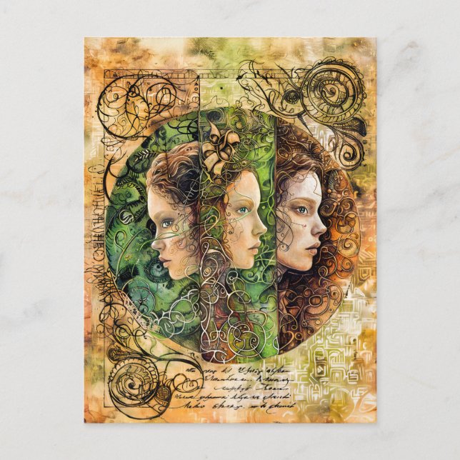Cartão Postal De Festividades Os Três Nórdicos, Deusas do Destino Nórdico (Frente)