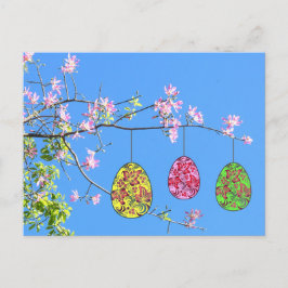 Cartão Postal De Festividades Ostereier auf einem blühenden Zweig