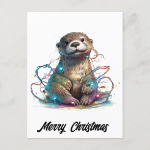 Cartão Postal De Festividades Ótimas portas de Natal em Luzes