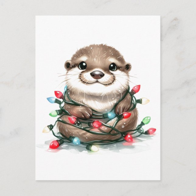 Cartão Postal De Festividades Otter Natal (Frente)
