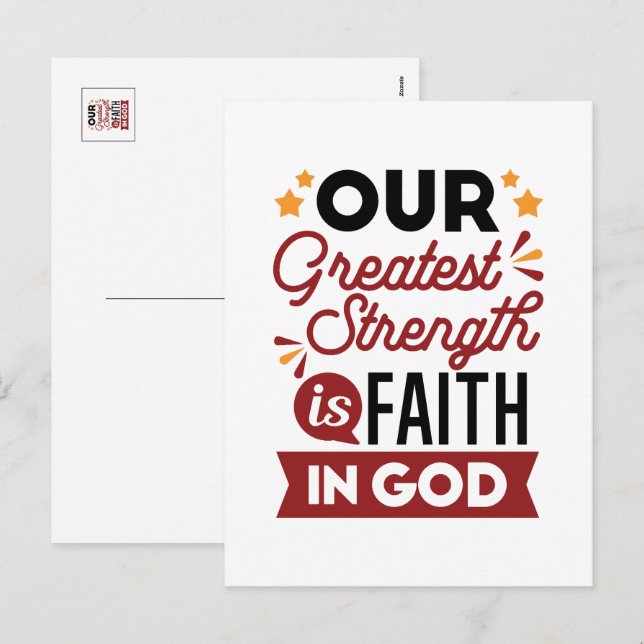 Cartão Postal De Festividades Our Greatest Strength Is Faith in God Quote (Frente/Verso)