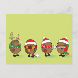 Cartão Postal De Festividades Ouriços de Natal