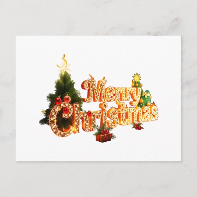 Cartão Postal De Festividades Ouro de Natal Sparkle - Árvore Festiva (Frente)