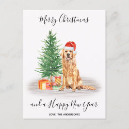Cartão Postal De Festividades Ouro Retriever Cachorro Lover Bonito Feliz Natal H