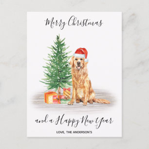 Cartão Postal De Festividades Ouro Retriever Cachorro Lover Bonito Feliz Natal H