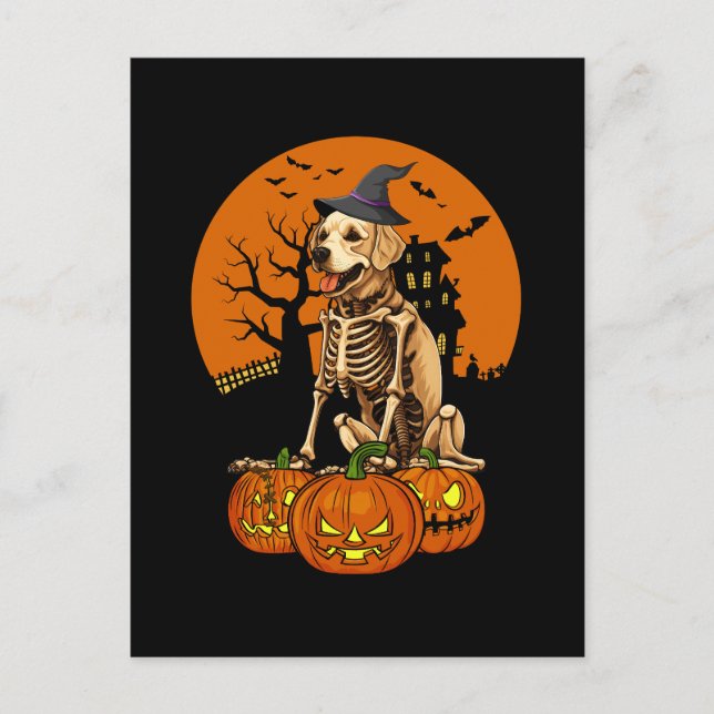Cartão Postal De Festividades Ouro Retriever Dog Halloween (Frente)