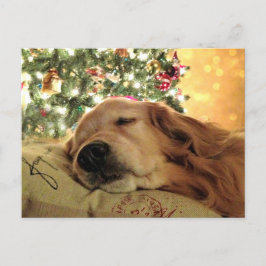 Cartão Postal De Festividades Ouro Retriever Dormindo Na Árvore De Natal