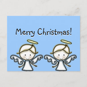 Cartão Postal De Festividades Outlined Angel-Peace to All