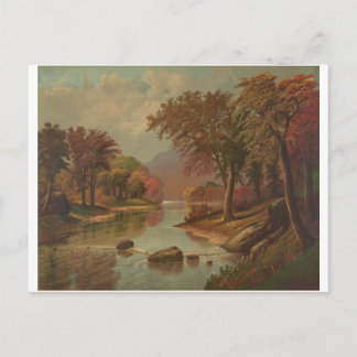 Cartão Postal De Festividades Outono no Wissahickon Litografia 1880