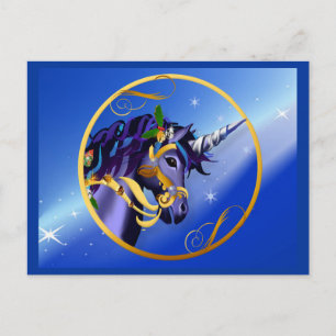 Cartão Postal De Festividades Outro Cartão-postal de Unicórnio de Natal Mágico