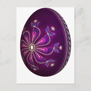 Cartão Postal De Festividades Ovo da páscoa roxo de Pysanky