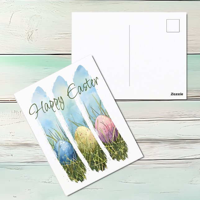 Cartão Postal De Festividades Ovo de Páscoa com Brushbrae de Aquarela (Easter Postcard)