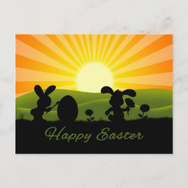 Cartão Postal De Festividades Ovo De Pintura De Coelhinho De Páscoa Bonito