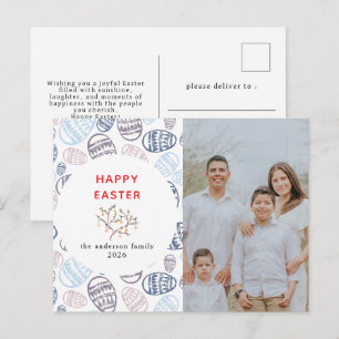 Cartão Postal De Festividades Ovos de Aquarela Moderna Elegante Foto Feliz Pásco