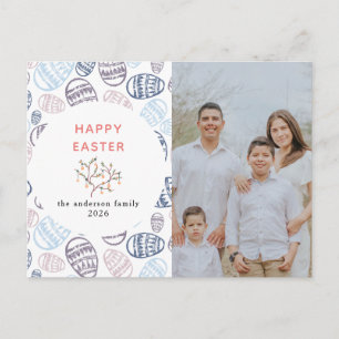 Cartão Postal De Festividades Ovos de Aquarela Moderna Elegante Foto Feliz Pásco