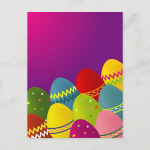 Cartão Postal De Festividades Ovos de Páscoa Coloridos