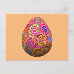 Cartão Postal De Festividades Ovos de Páscoa coloridos e padronizados