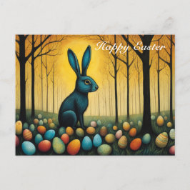 Cartão Postal De Festividades Ovos de Páscoa de Coelhinhos da Floresta Branca