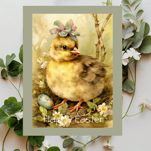 Cartão Postal De Festividades Ovos de Páscoa de Frango na Floresta