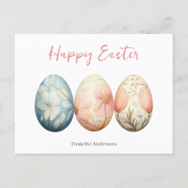 Cartão Postal De Festividades Ovos de Páscoa Floral de Primavera Pastel Elegante