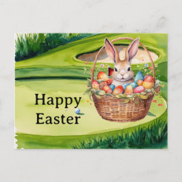 Cartão Postal De Festividades Ovos de Páscoa para golfista em grama verde