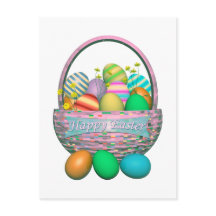 Ovos de Páscoa Pintados em Cesta