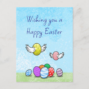 Cartão Postal De Festividades Ovos de Páscoa Voadores