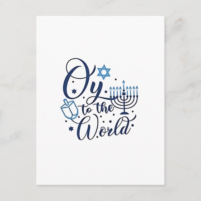 Cartão Postal De Festividades Oy to the World Hanukkah Jewish Engraçado (Frente)