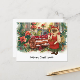Cartão Postal De Festividades Padaria de Natal de Gato para Amantes de Gatos Fer