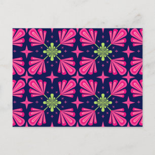Cartão Postal De Festividades Padrão abstrato de pétalas florais rosa geométrico