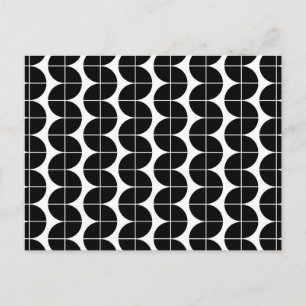 Cartão Postal De Festividades Padrão Abstrato Moderno Preto e Branco de Meados d