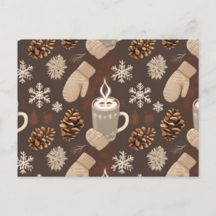 Cartão Postal De Festividades Padrão Aconchegante de Inverno-Estética Minimalist