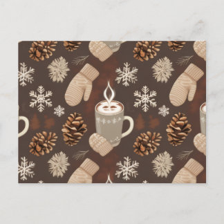 Cartão Postal De Festividades Padrão Aconchegante de Inverno-Estética Minimalist