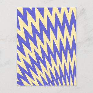 Cartão Postal De Festividades Padrão Azul e Cream Zigzag Chevron