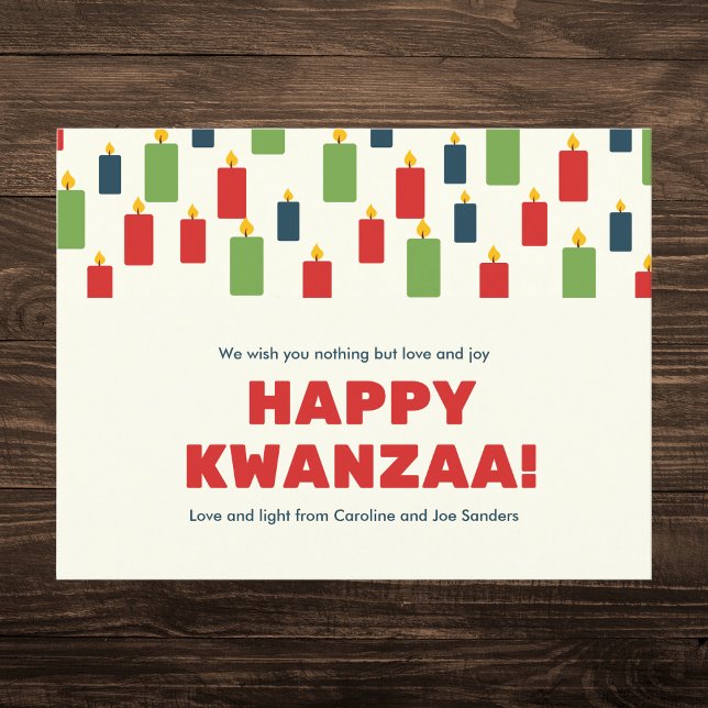 Cartão Postal De Festividades Padrão Colorido da Vela Kwanzaa (Criador carregado)