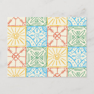 Cartão Postal De Festividades Padrão contínuo de azulejo colorido estilo Amalfi