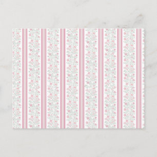 Cartão Postal De Festividades Padrão Coquette Floral Rosa Vintage