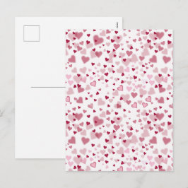 Cartão Postal De Festividades Padrão Corações Lindos Rosa