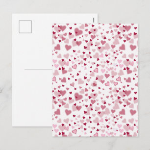 Cartão Postal De Festividades Padrão Corações Lindos Rosa