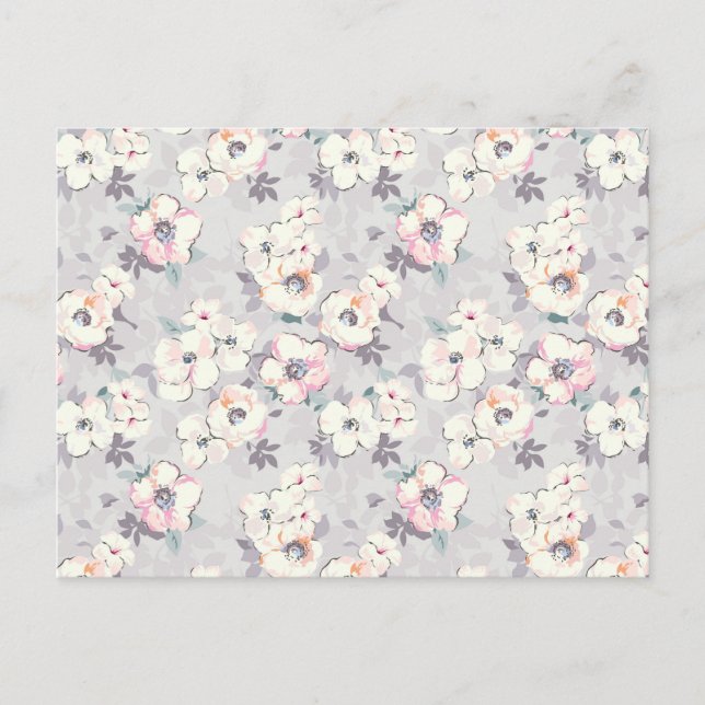 Cartão Postal De Festividades Padrão de aquarela cor-de-rosa suave (Frente)