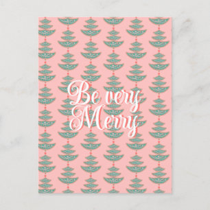 Cartão Postal De Festividades Padrão de árvore de natais vintages modernos em pê
