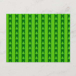 Cartão Postal De Festividades Padrão de Árvore de Natal em Faixa Verde