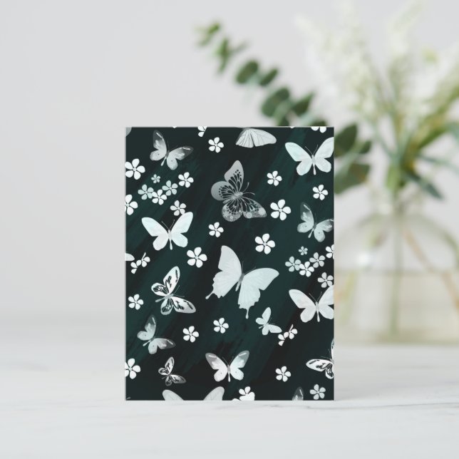 Cartão Postal De Festividades Padrão de borboleta 14 (Em pé/Frente)