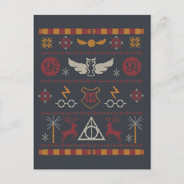 Cartão Postal De Festividades Padrão de bordado com tema HARRY POTTER™ (Frente)