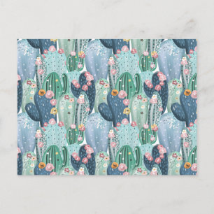 Cartão Postal De Festividades Padrão de Cactus de Patel Suave